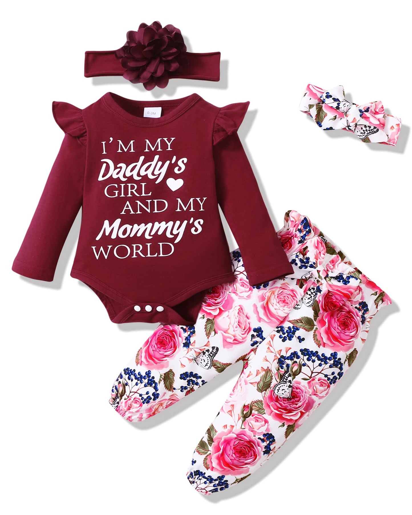 SUNNY PIGGY Newborn Infant Baby Girl Clothes Ruffle Romper Toddler Girl Floral Cotton Pant Sets Girls Clothing Outfit