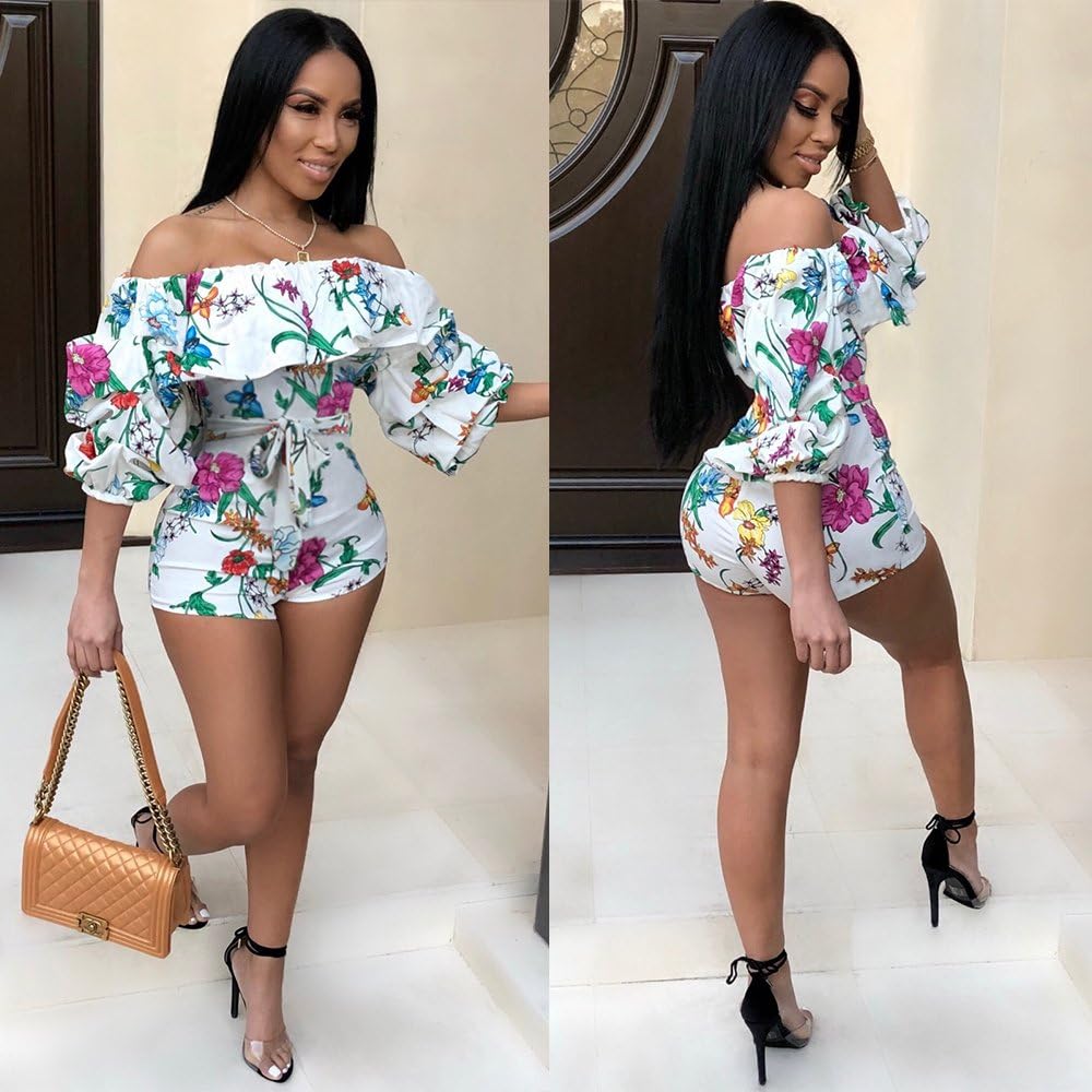Sexy Two Piece Shorts Set - African Floral Jumpsuits Rompers Vacation Club Outfit