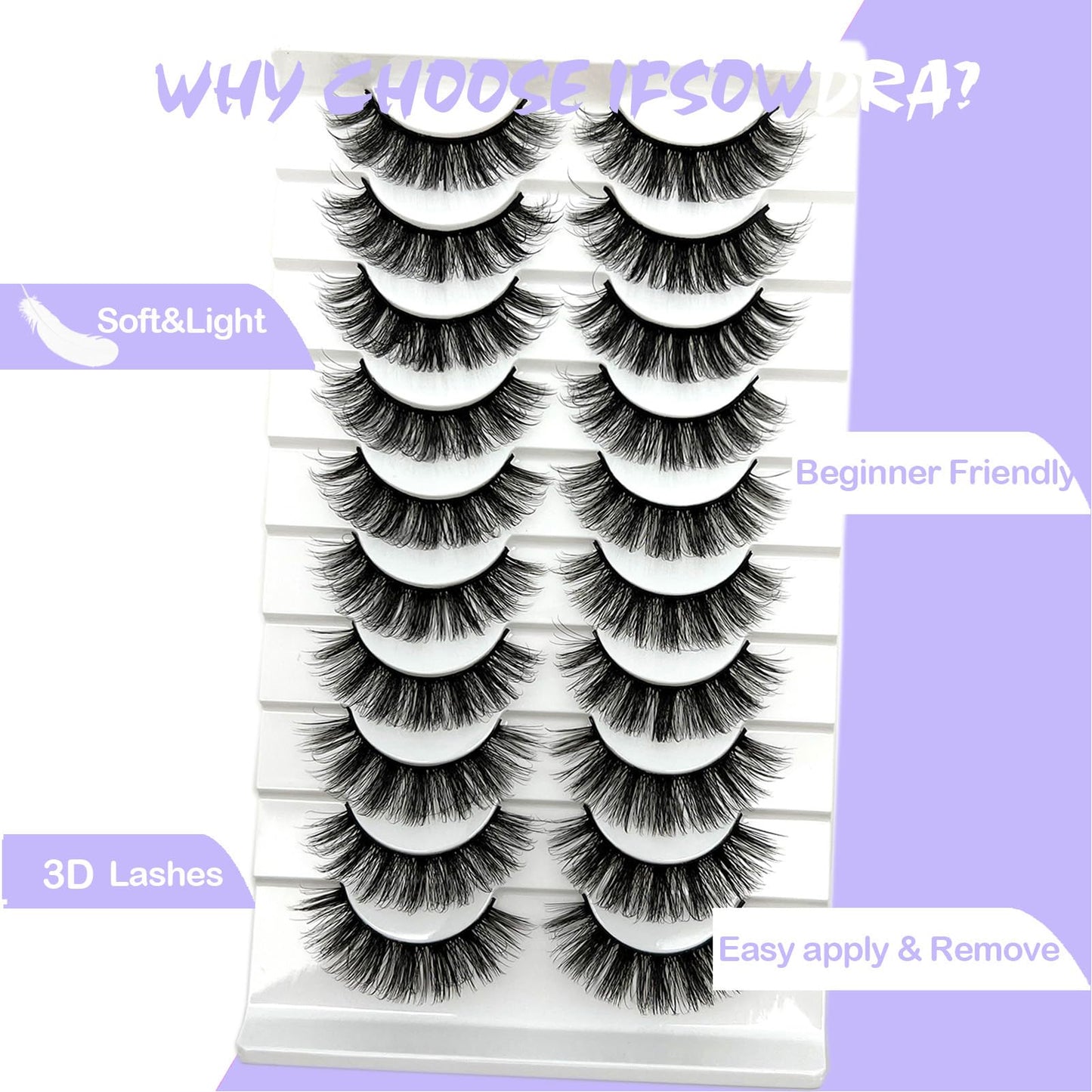 Mink Lashes Fluffy Big Dramatic Thick False Eyelashes, Soft 20mm Volume 3D Faux Mink, 20 Pairs Eyelashes Pack, 25mm Full Strip Lashes That Look Like Extensions