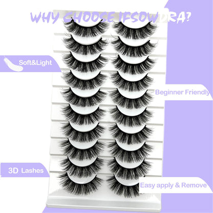 Mink Lashes Fluffy Big Dramatic Thick False Eyelashes, Soft 20mm Volume 3D Faux Mink, 20 Pairs Eyelashes Pack, 25mm Full Strip Lashes That Look Like Extensions
