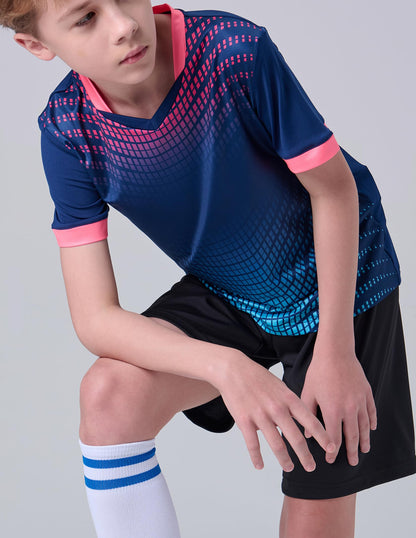 5 Pack Boys Athletic Shirts, Youth Activewear Dry Fit Tshirts for Kids, Short Sleeve Tees, Bulk Athletic Performance Clothing