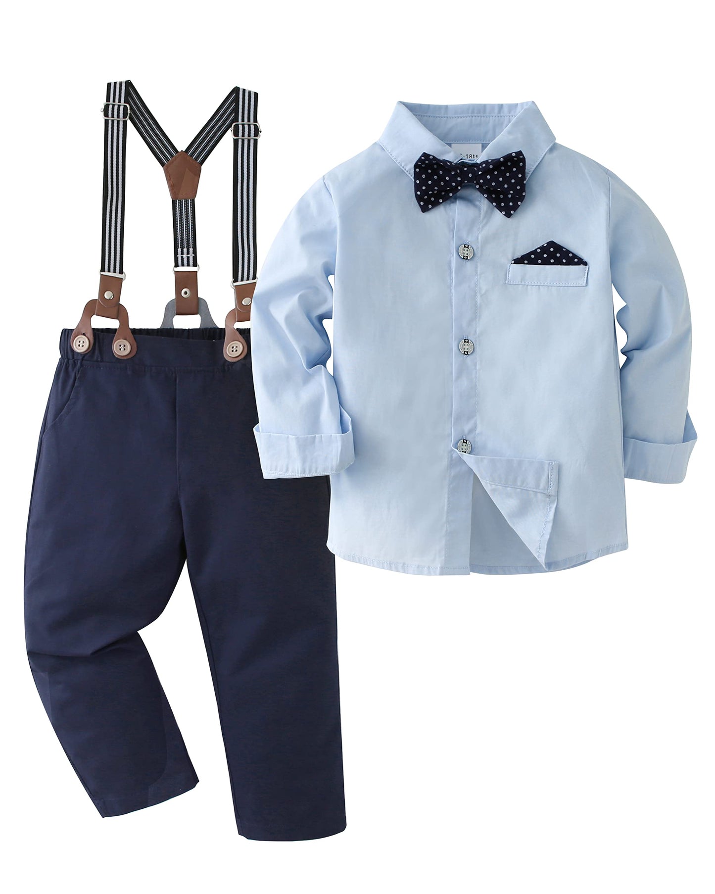 DISAUR Baby Boy Clothes Suits Toddler Dress Shirt With Bowtie Suspender Pants Outfit Sets Gentleman Wedding 1-6 Years