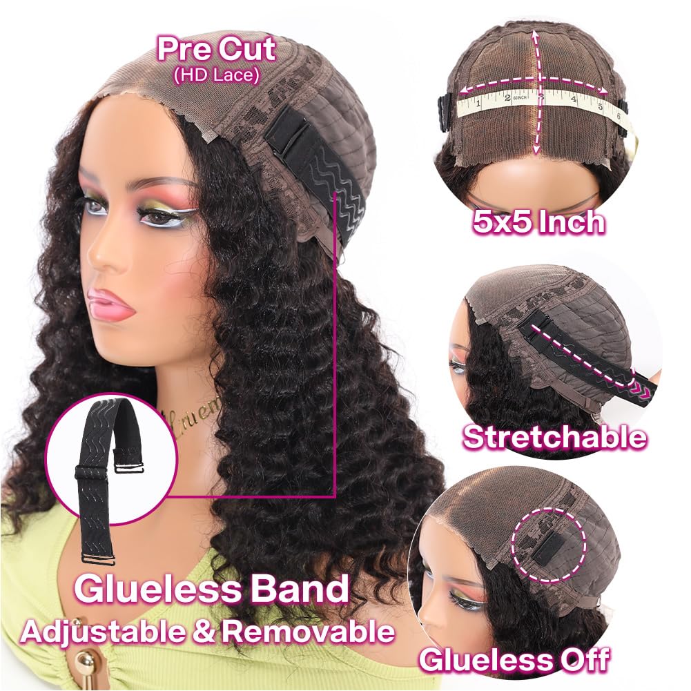 Curly Bob Wig Human Hair Deep Wave 13x4 HD Lace Front Wigs For Black Women Human Hair Pre Plucked Wear And Go Glueless Short Wet And Wavy Ombre Honey Blonde Highlight Color 4/27 14 Inch