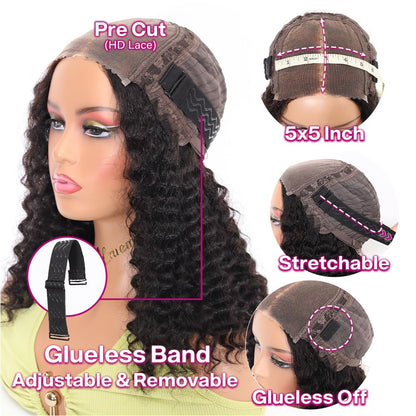 Curly Bob Wig Human Hair Deep Wave 13x4 HD Lace Front Wigs For Black Women Human Hair Pre Plucked Wear And Go Glueless Short Wet And Wavy Ombre Honey Blonde Highlight Color 4/27 14 Inch