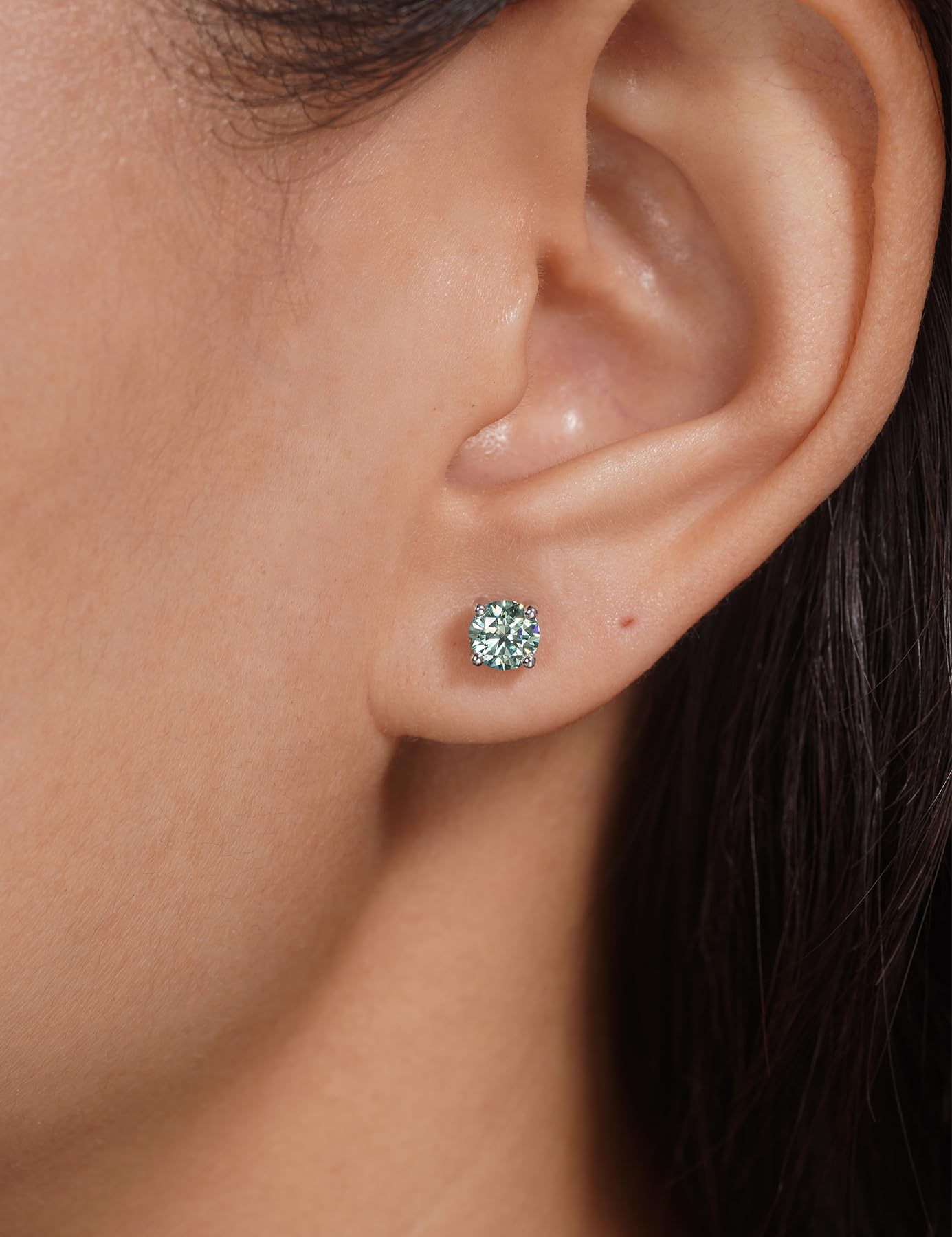 IMOLOVE Moissanite Stud Earrings for Women in Sterling Silver Hypoallergenic 1-3CT D Color Round Cut Moissante Earrings