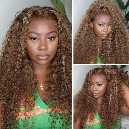 Water Wave 13x6 HD Transparent Lace Front Wigs Human Hair 180 Density Wet and Wavy Human Hair Wigs for Women Curly Lace Front Wig Human Hair Pre Plucked with Baby Hair Natural Color (18 Inch)