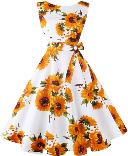 Hanpceirs Women's Boatneck Sleeveless Swing Vintage 1950s Cocktail Dress New