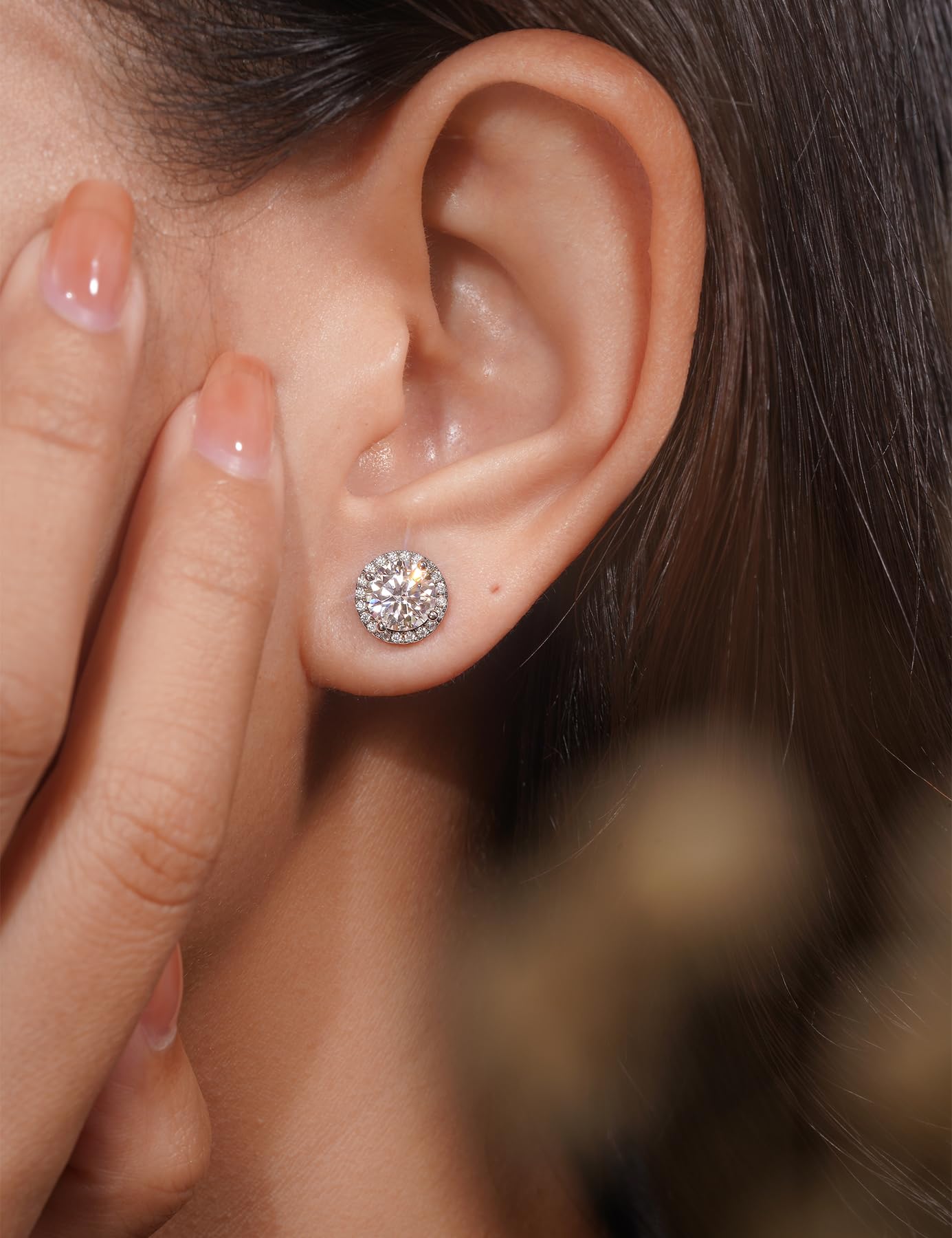 IMOLOVE Moissanite Stud Earrings for Women in Sterling Silver Hypoallergenic 1-3CT D Color Round Cut Moissante Earrings