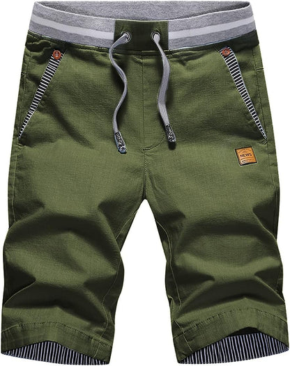 Tansozer Men's Shorts Casual Classic Fit Drawstring Summer Beach Shorts with Elastic Waist and Pockets