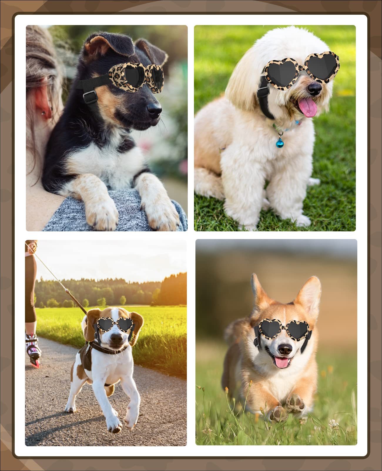 Small Dog Sunglasses UV Protection Goggles Eye Wear Protection with Adjustable Strap Doggy Heart Shape Anti-Fog Sunglasses for Pet Dogs Sun Glasses Doggie Windproof Glasses, Pink