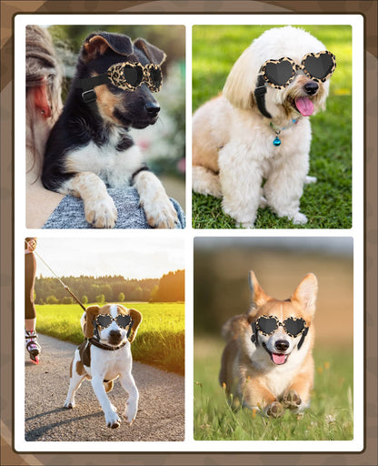 Small Dog Sunglasses UV Protection Goggles Eye Wear Protection with Adjustable Strap Doggy Heart Shape Anti-Fog Sunglasses for Pet Dogs Sun Glasses Doggie Windproof Glasses, Pink