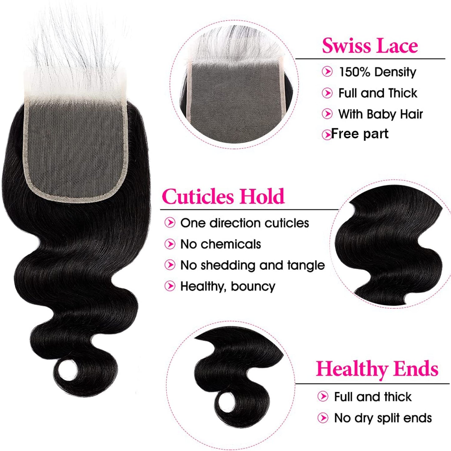 Hd Closure 5x5 Straight Closure 5x5 Transparent Lace Closure 12A Virgin Remy Human Hair Frontal Closure Pre Plucked With Baby Hair Natural Black Color(14inch)