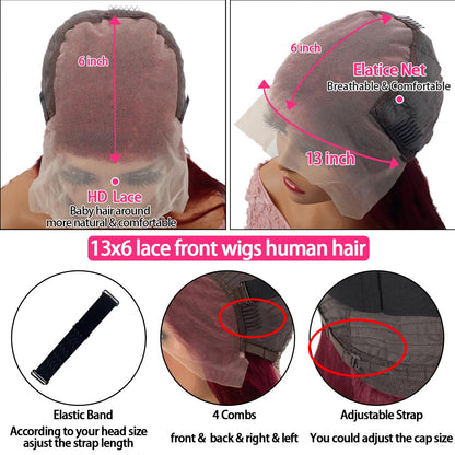 13x6 Straight Lace Front Wigs Human Hair 200 Density HD Transparent Lace Frontal Human Hair Wigs for Women Glueless Wigs Human Hair Pre Plucked 28 Inch