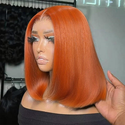 250 Density Curly Lace Front Wigs Human Hair Pre Plucked Hairline Glueless Wig 13x6 HD Lace Frontal Wigs for Women Ginger Orange Colored Ombre Wig Brazilian Virgin Hair 24 Inch