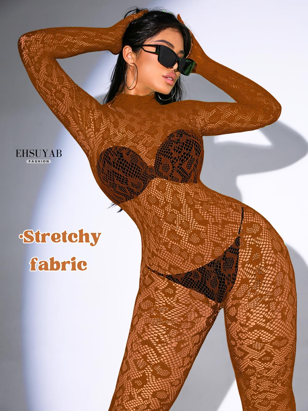 Sexy Lace Leopard Jumpsuit For Women, Fishnet Bodysuit Glow Party Club, Poster One Piece Mesh Full Body Rave Outfits