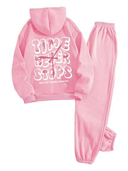 SOLY HUX Women's 2 Piece Outfits Letter Graphic Drawstring Long Sleeve Hoodies Sweatshirt and Sweatpants Set