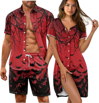 His and Her Pajamas for Couples Set Plus Size Button Down Pjs Nightgown Sleepwear Lounge Sets