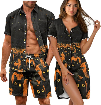 His and Her Pajamas for Couples Set Plus Size Button Down Pjs Nightgown Sleepwear Lounge Sets