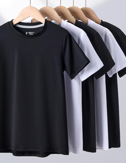 5 Pack Boys Athletic Shirts, Youth Activewear Dry Fit Tshirts for Kids, Short Sleeve Tees, Bulk Athletic Performance Clothing