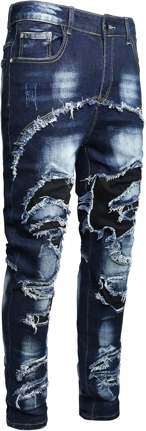Men's Casual Stylish Straight Slim Fit Jeans Young Hiphop Skinny Denim Pants