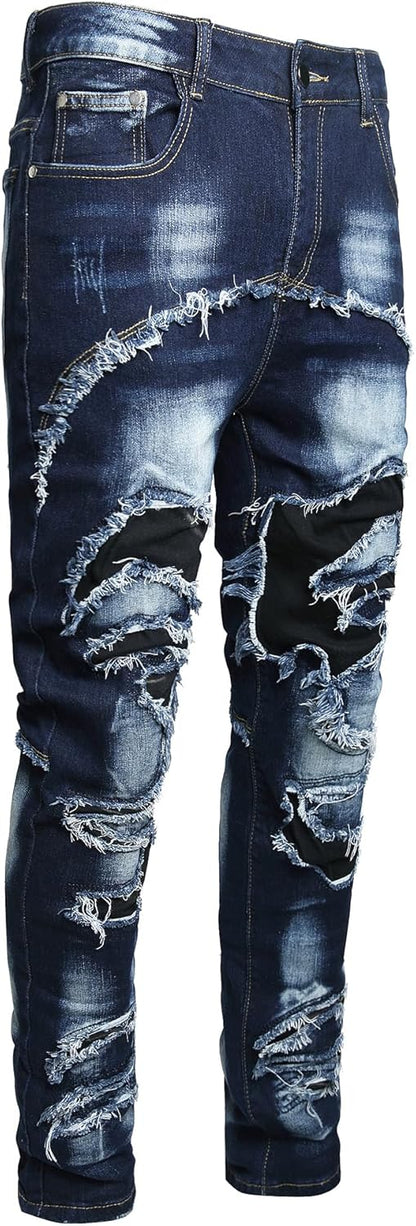 Men's Casual Stylish Straight Slim Fit Jeans Young Hiphop Skinny Denim Pants