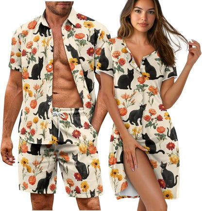 His and Her Pajamas for Couples Set Plus Size Button Down Pjs Nightgown Sleepwear Lounge Sets