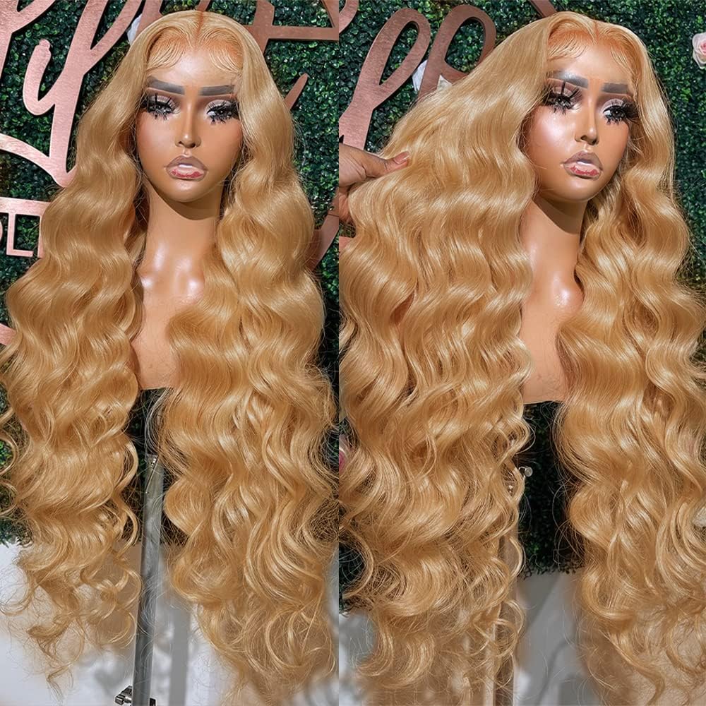 MEGOOD 200% Density Reddish Brown Deep Wave Lace Front Wigs Human Hair 13x4 HD Transparent Curly Human Hair Wig Pre Plucked 13X4 Ginger Wig Human Hair Glueless Colored Wigs With Baby Hair 18inch