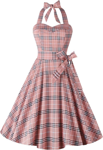 Topdress Women'sVintage Polka Audrey Dress 1950s Halter Retro Cocktail Dress