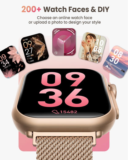 Smart Watch for Women for iPhone&Android: 100 Day+Battery Life, Smart watch(Answer/Make Calls) with 24/7 SpO2 Sleep Heart Rate Monitor,5ATM Waterproof,Fitness Tracker with 120+ Sport,Reloj Inteligente