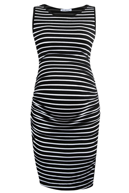 Smallshow Women's Sleeveless Maternity Dress Ruched Pregnancy Clothes