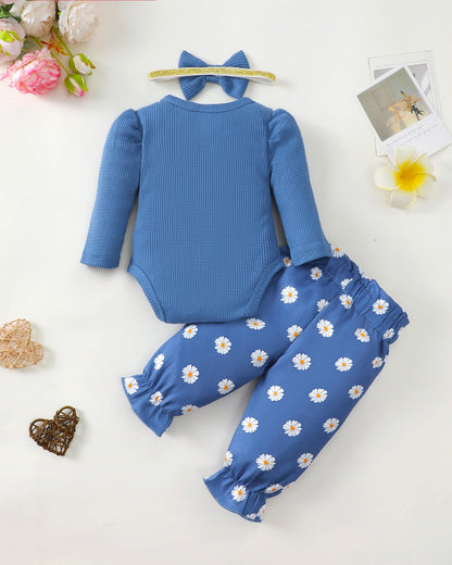 Mioglrie Baby Girl Clothes Newborn Girl Fall Winter Outfits Pants Set Preemie Clothing Headband 0 3 6 12 18 Months