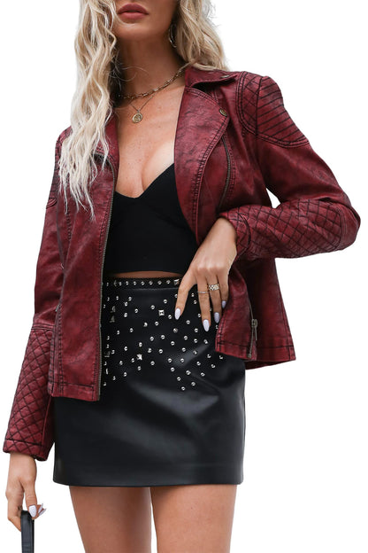 Bellivera Women's Faux Leather Casual Jacket 2025 Spring Trendy Motorcycle Outfits Lightweight Classic Coat