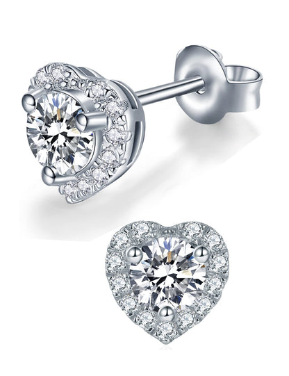 IMOLOVE Moissanite Stud Earrings for Women in Sterling Silver Hypoallergenic 1-3CT D Color Round Cut Moissante Earrings