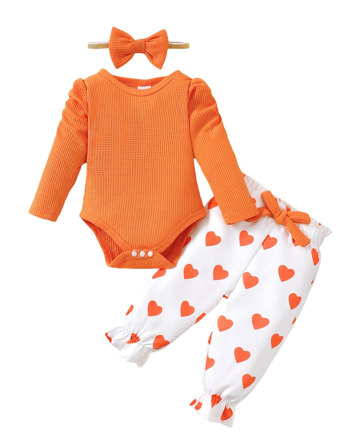 Mioglrie Baby Girl Clothes Newborn Girl Fall Winter Outfits Pants Set Preemie Clothing Headband 0 3 6 12 18 Months