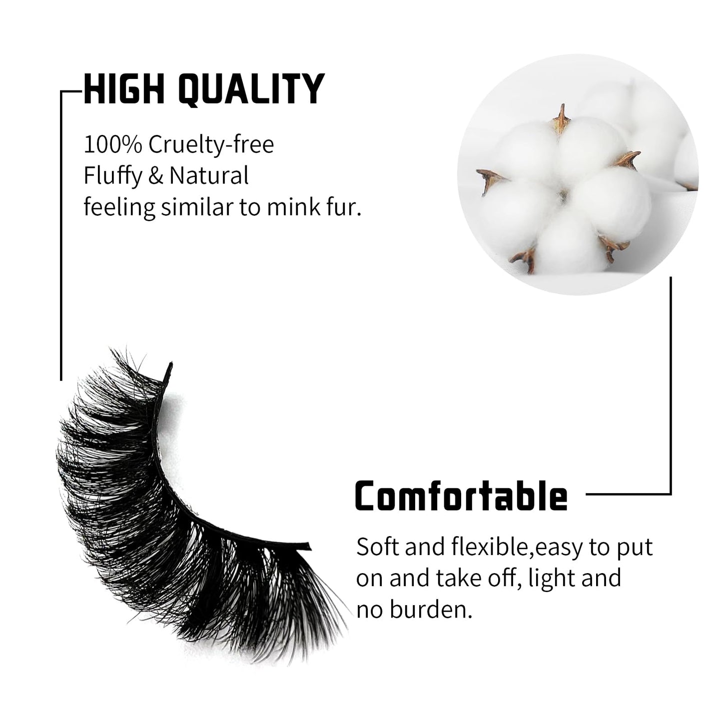 Mink Lashes Strip Eyelashes Volume False Eyelashes that Look Like Extensions Glamour Wispy Curly Fake Lashes 5 Pairs Pack