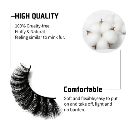 Mink Lashes Strip Eyelashes Volume False Eyelashes that Look Like Extensions Glamour Wispy Curly Fake Lashes 5 Pairs Pack