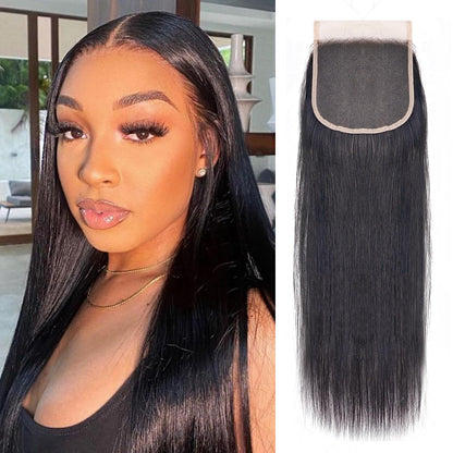 5x5 Transparent HD Lace Closure Body Wave Human Hair Closure Invisible Ultra-thin 5x5 Lace Closure Brazilian Raw Virgin Human Hair Pre Plucked Natural Black 16 Inch