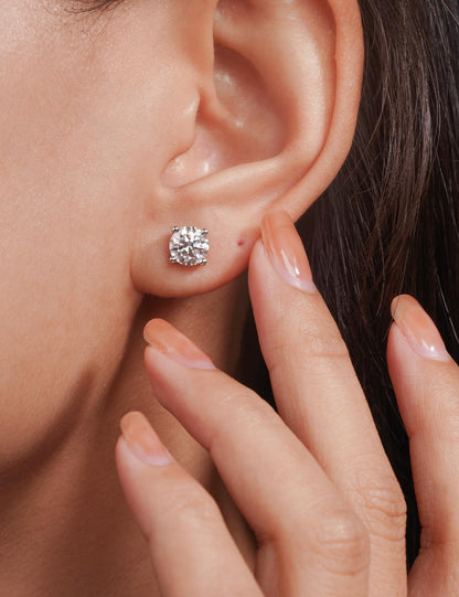 IMOLOVE Moissanite Stud Earrings for Women in Sterling Silver Hypoallergenic 1-3CT D Color Round Cut Moissante Earrings