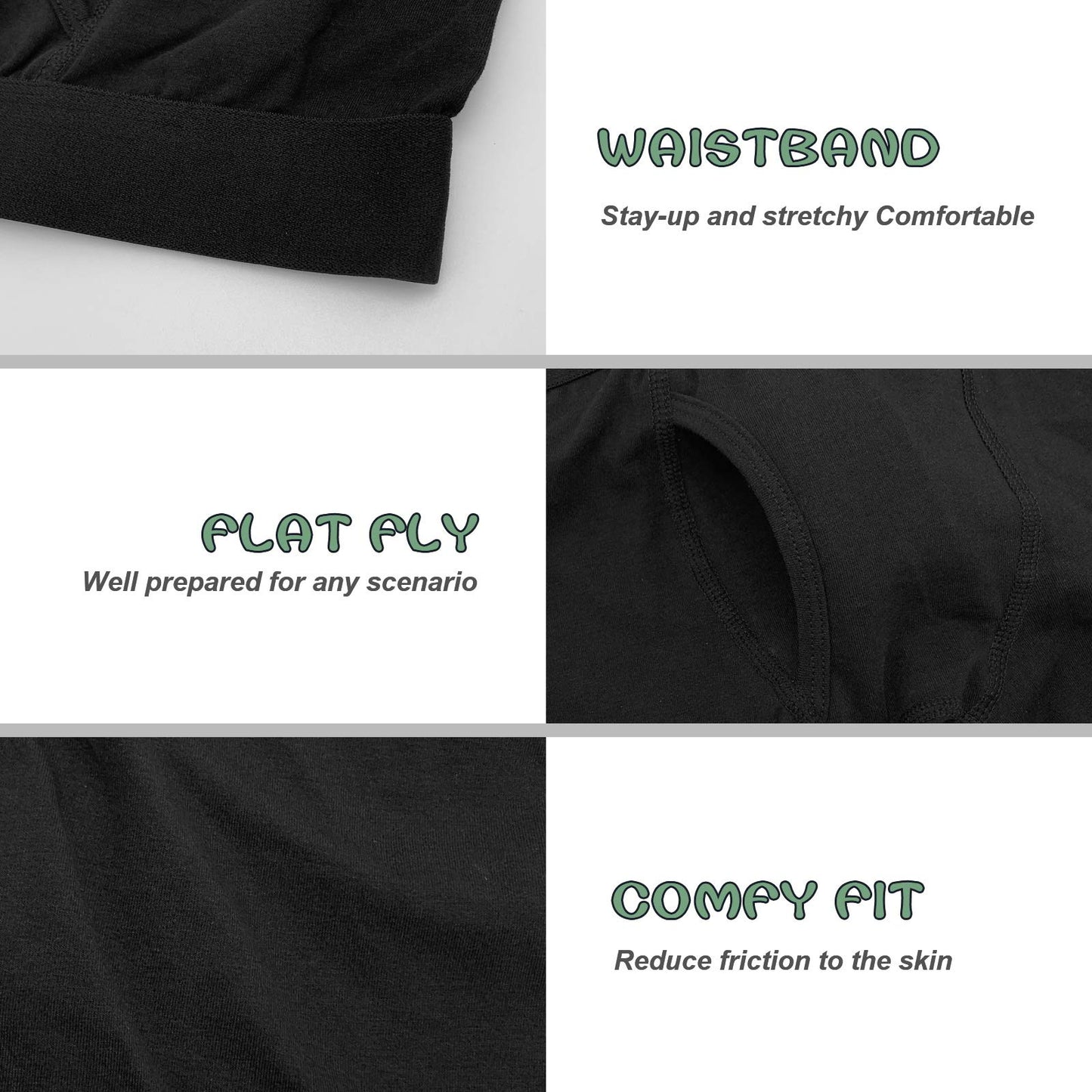 Boys Boxer Briefs,Cotton Toddler Underwear Breathable Mesh Performance Sport Big Boy Boxer Briefs with Fly 5 Pack