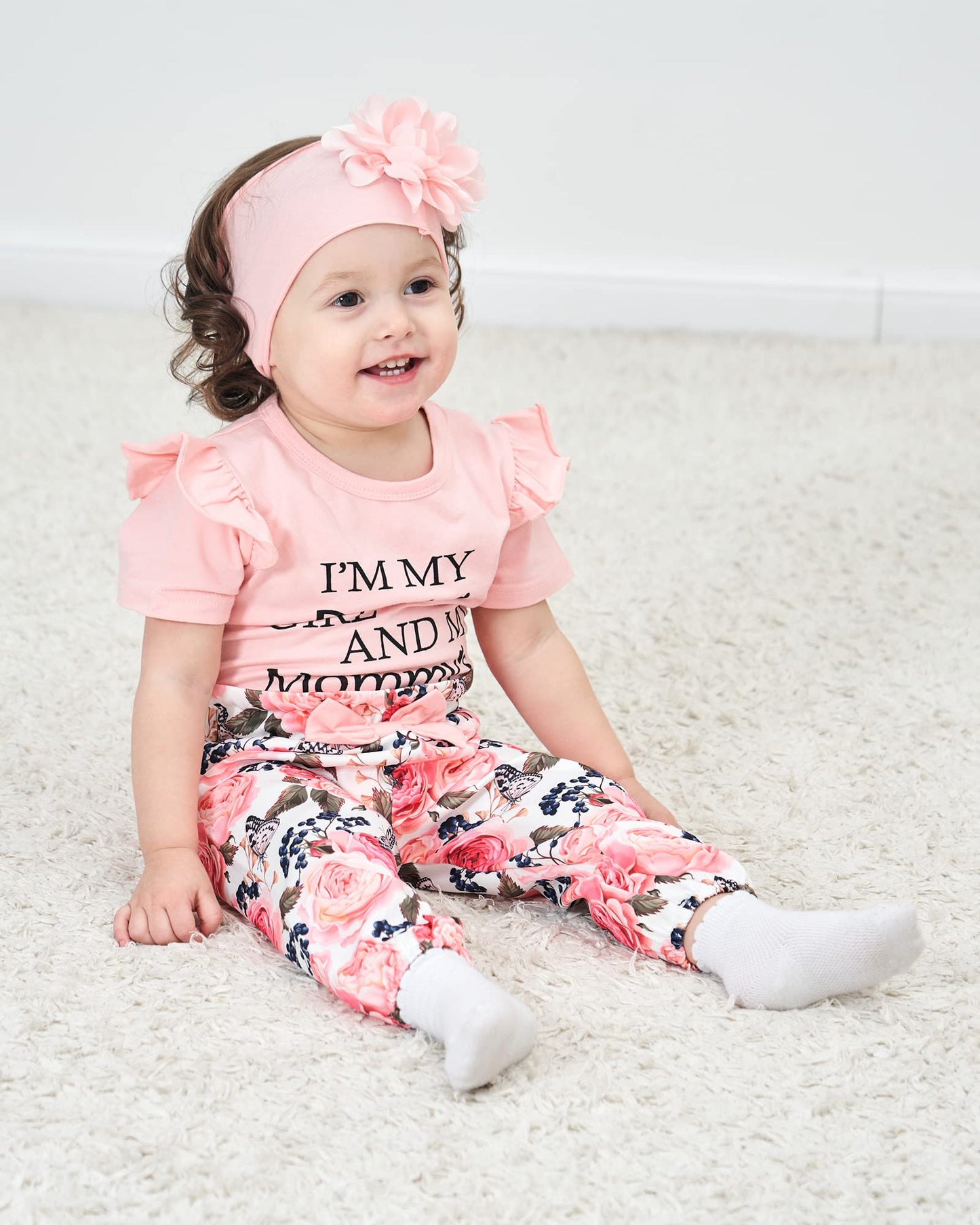 SUNNY PIGGY Newborn Infant Baby Girl Clothes Ruffle Romper Toddler Girl Floral Cotton Pant Sets Girls Clothing Outfit