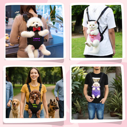 Custom Dog Backpack Carrier with Name Icons Embroidery Adjustable Front-Facing Legs-Out Design Breathable Pet Carrier Backpack for Hiking Traveling Cycling Outdoor