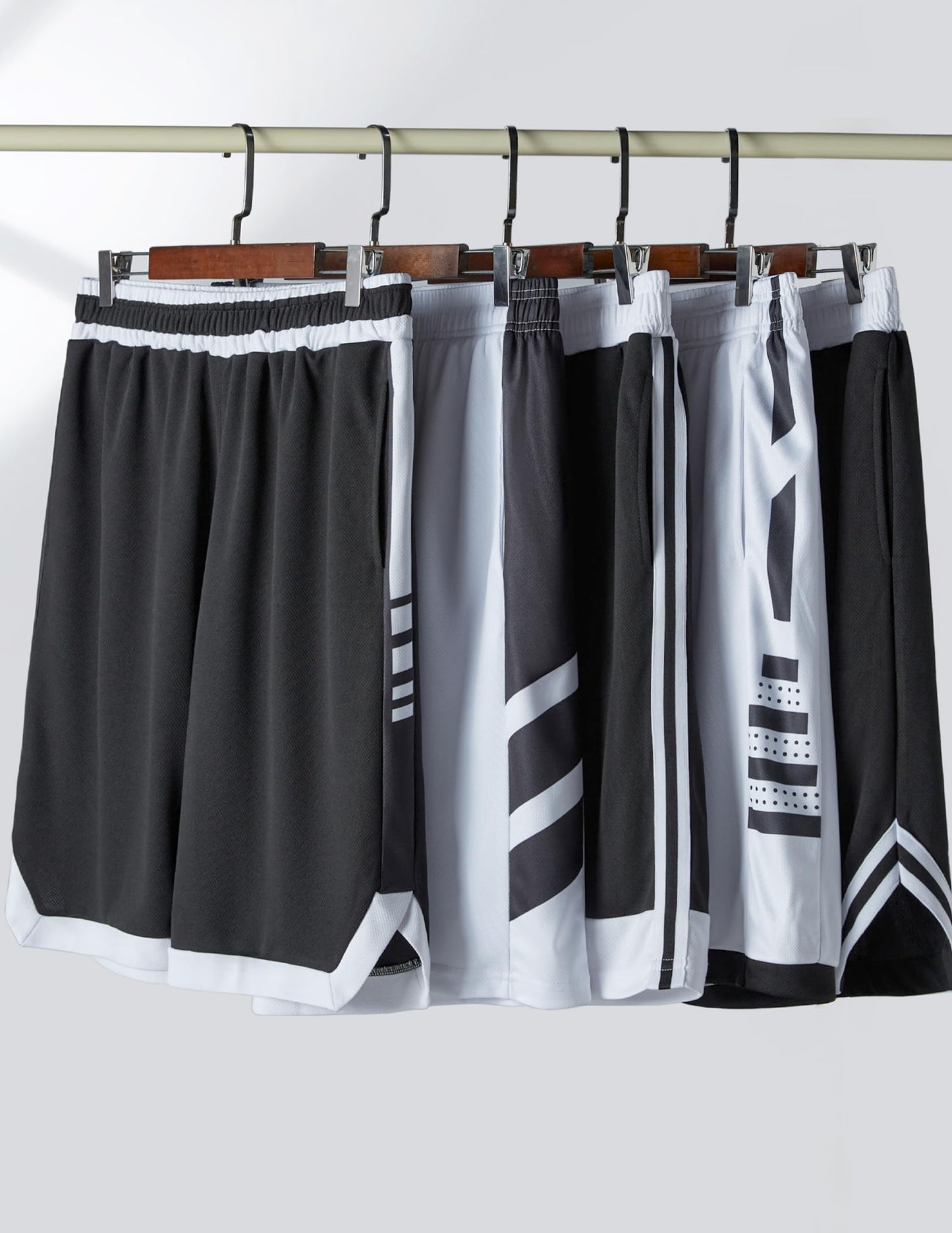 Liberty Imports 5 Pack Big Boys Youth Athletic Mesh Basketball Shorts with Pockets Quick Dry Activewear