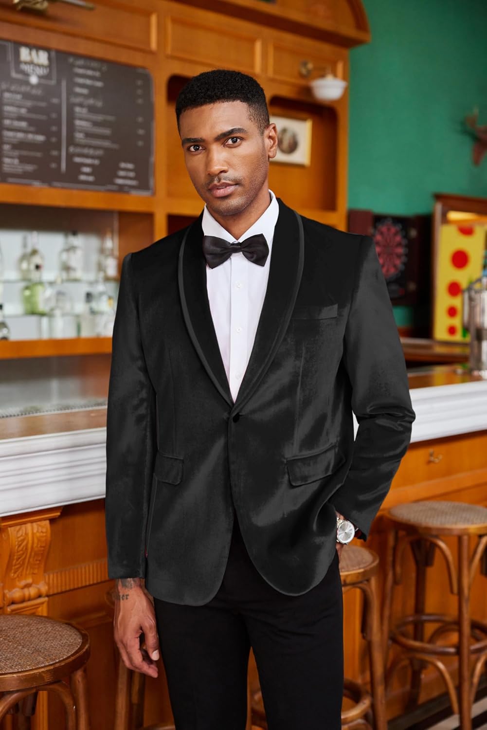 COOFANDY Men's Velvet Tuxedo Floral Blazer Jacket One Button Shawl Lapel Suit Jacket for Dinner Prom Party Wedding