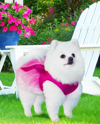 Dog Dresses, Puppy Soft Skirt, Summer Pet Clothes, Girl Dogs Wedding Outfit, Puppy Slik Outfit with Bow Tie, Dog Princess Clothes for Small Medium Breeds, White L