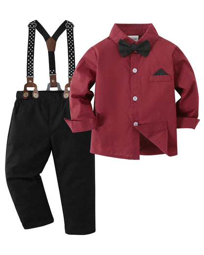 DISAUR Baby Boy Clothes Suits Toddler Dress Shirt With Bowtie Suspender Pants Outfit Sets Gentleman Wedding 1-6 Years