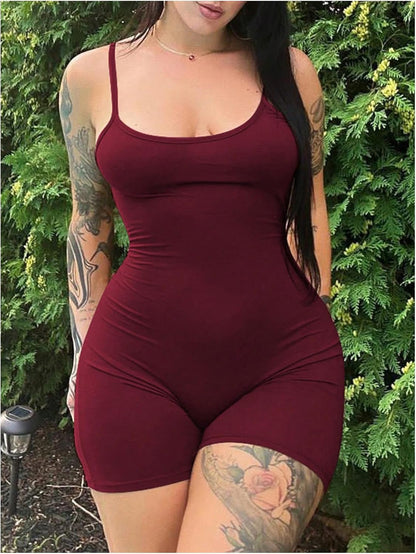 GORGLITTER Women's Backless Rompers One Piece Workout Jumpsuit Open Back Ruched Gym Shorts Bodysuit Unitard Dressy 2025