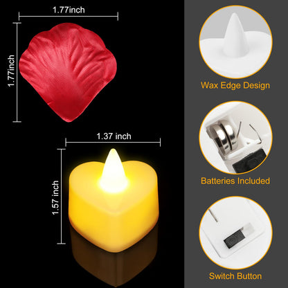 1027 Pcs I Love U Light Up Letters Proposal Decorations, I Love U Sign with 24 Pcs Heart Flameless Candles 1000 Pcs Rose Petals for Wedding Proposal Romantic Night Decor