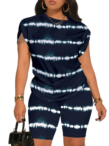 PINSV Women 2 Piece Outfits Summer Sweatsuits Biker Short Workout Jogger Sets