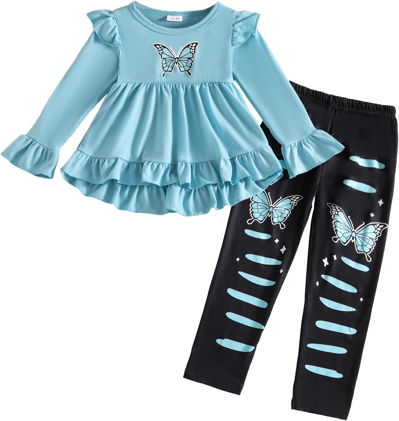 Toddler Kid Girl Clothes Ruffle Sleeve High Low Top Floral Allover Pants Fall Winter Outfit Set