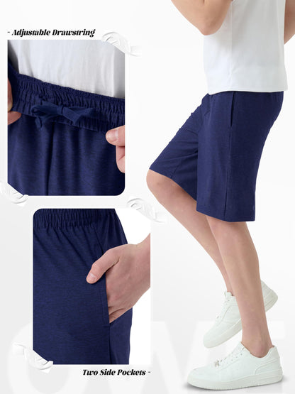 QWE 5 Pack Boys Athletic Shorts Kids Youth Basketball with Pockets Dry-Fit Active Soccer Gym Shorts